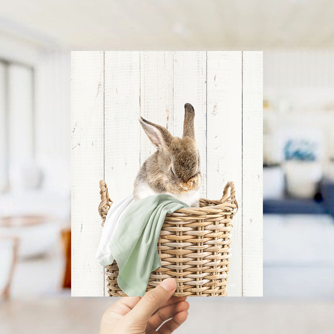 Bashful Bunny in Laundry Basket - Farmhouse Wall