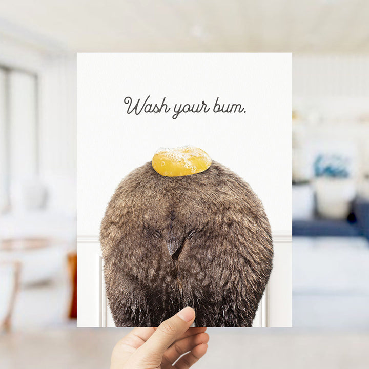 Bear "Wash yer bum" - Bathroom Simple White