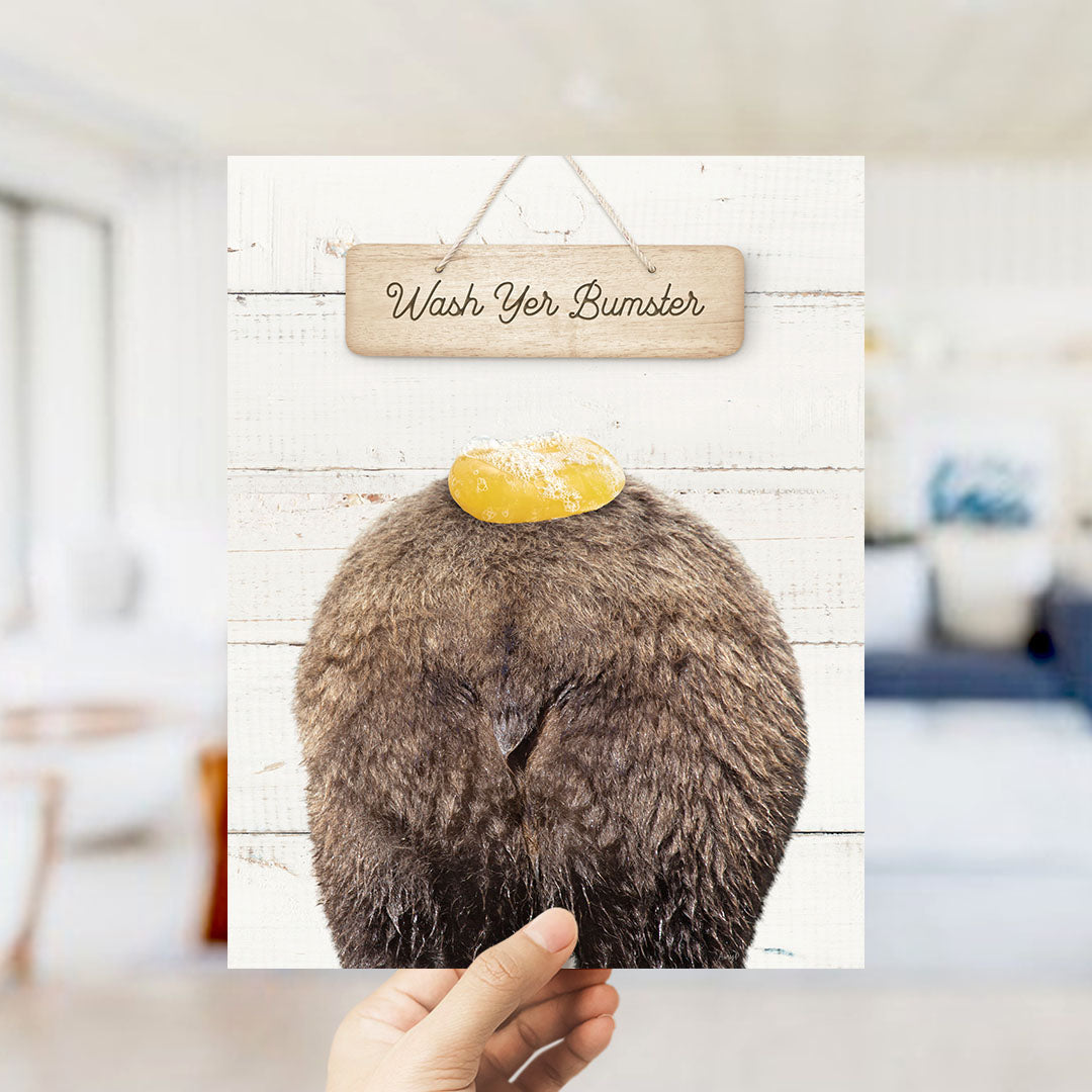 Bear "Wash yer bum" - Bathroom Shiplap