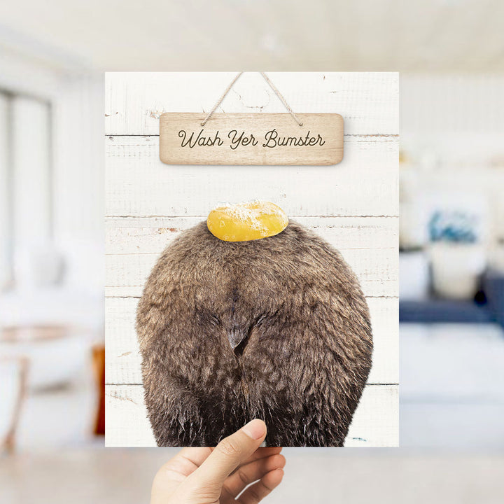 Bear "Wash yer bum" - Bathroom Shiplap