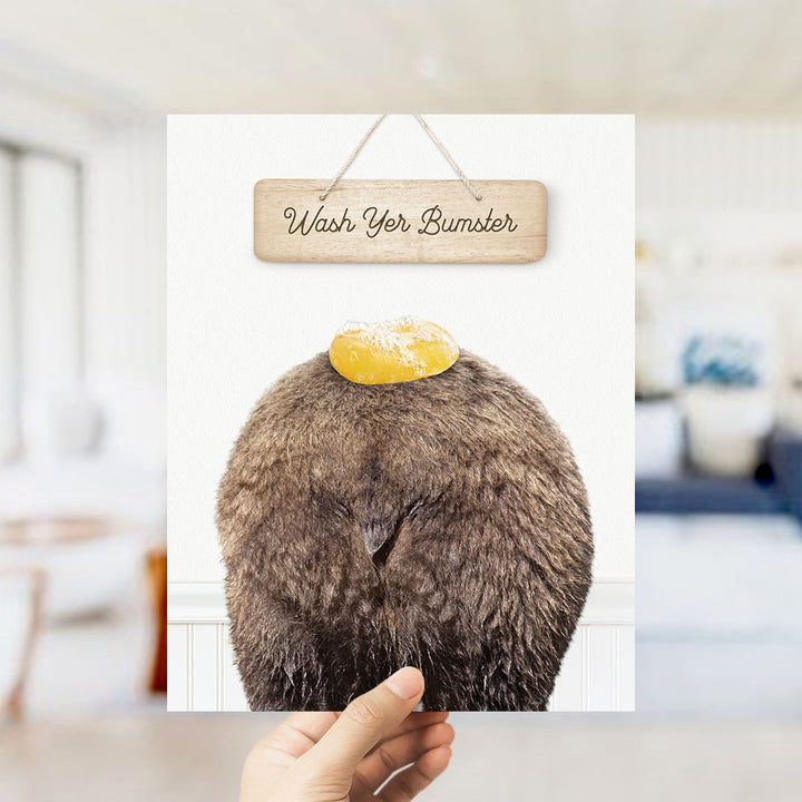 Bear "Wash yer bum" - Bathroom Cottage White