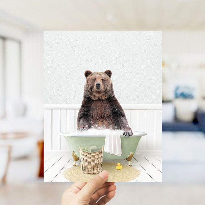 Bear Sitting in Cottage Green Bath