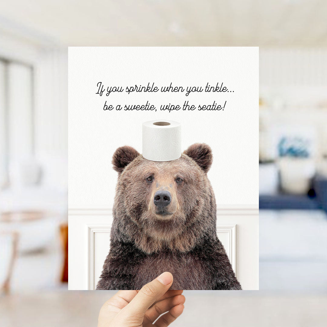 Bear "If you sprinkle when you tinkle..." - Bathroom Simple White
