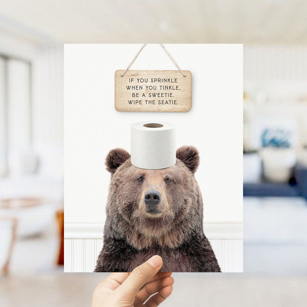 Bear "If you sprinkle when you tinkle..." - Bathroom Cottage White
