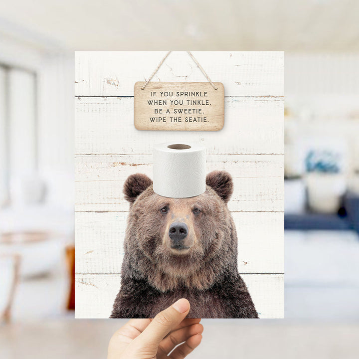 Bear "If you sprinkle when you tinkle..." - Bathroom Shiplap