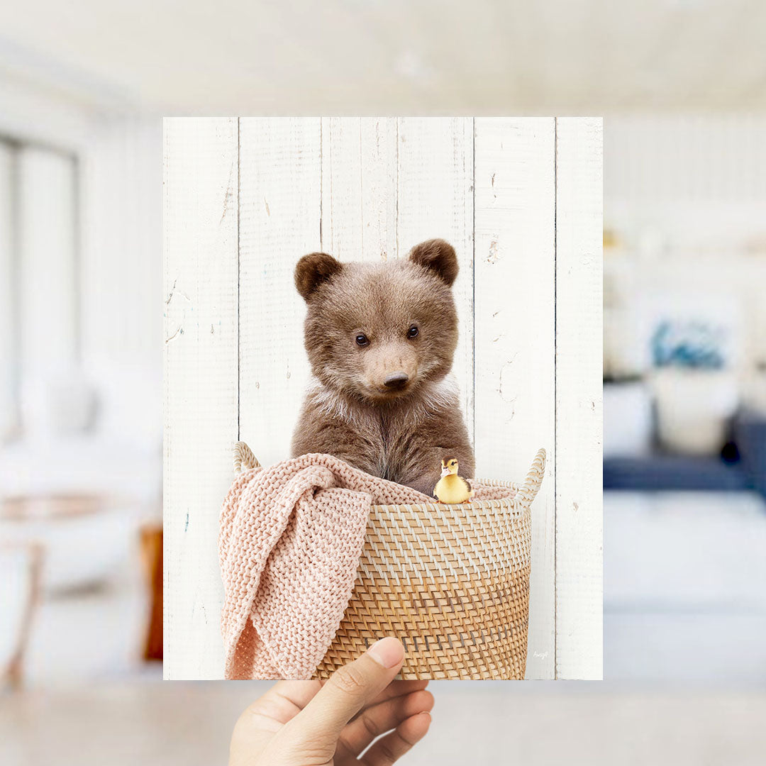 Bear Cub in Laundry Basket - Farmhouse Wall