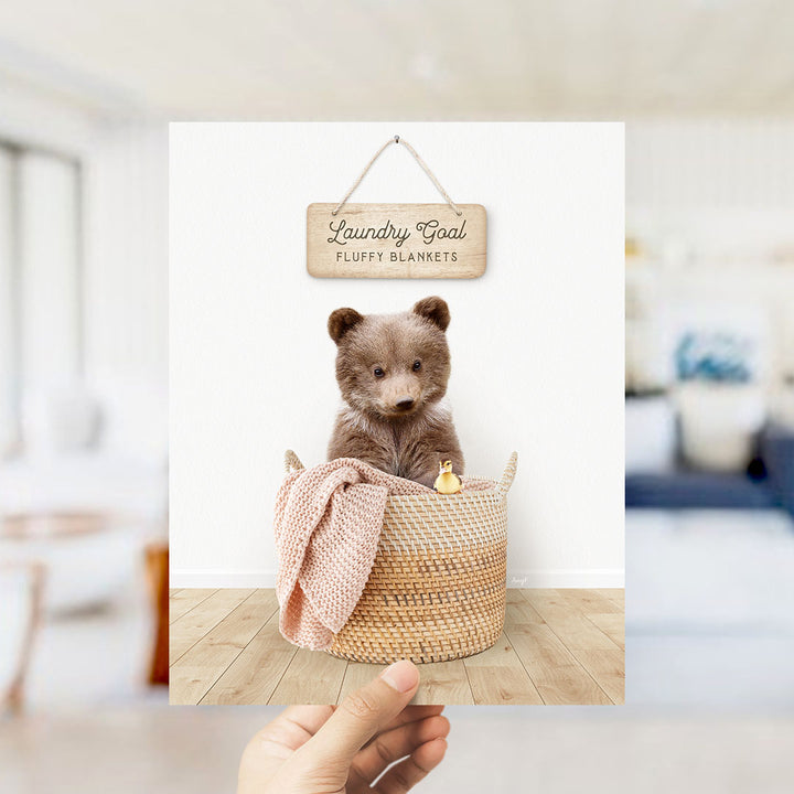 Bear Cub in Laundry Basket - Scandi Floor
