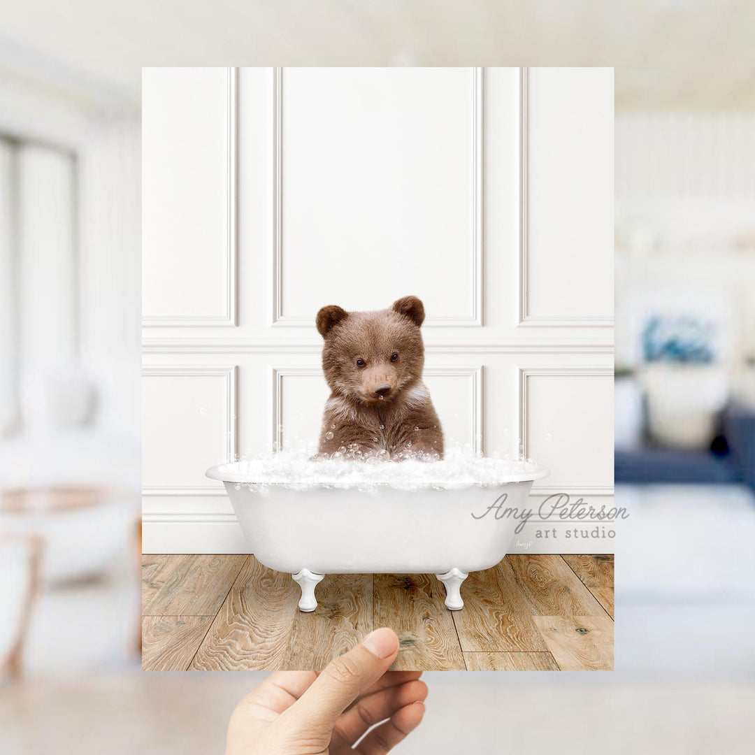 Bear Cub in Traditional Panel Bath Style