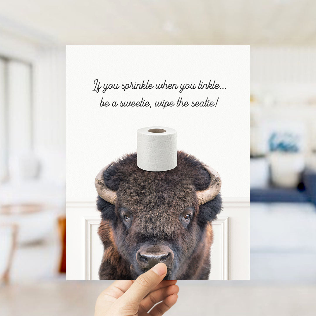 Bison "If you sprinkle when you tinkle..." - Bathroom Simple White