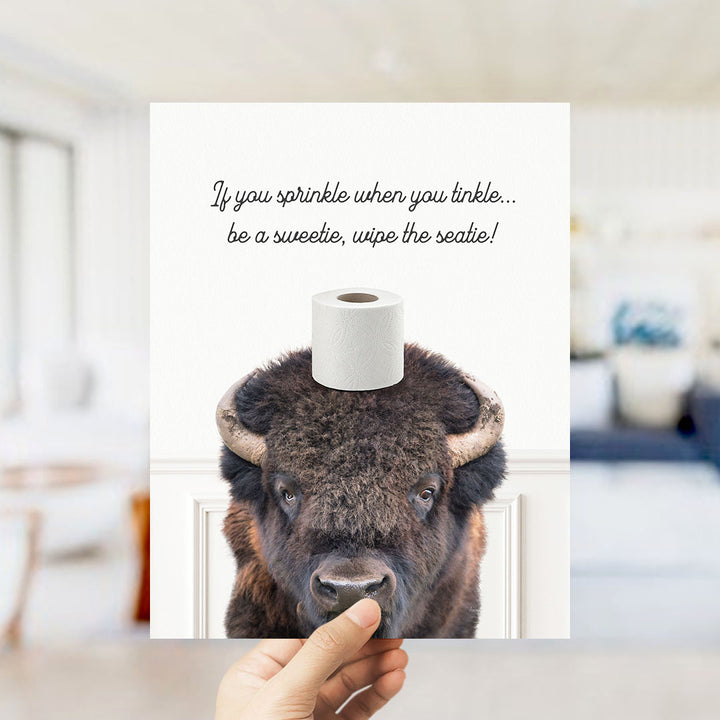 Bison "If you sprinkle when you tinkle..." - Bathroom Simple White