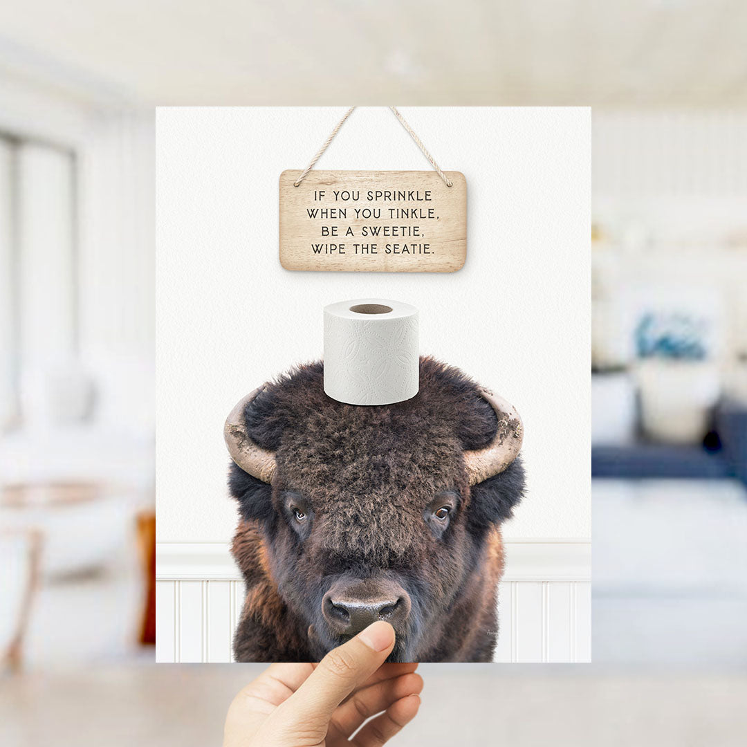 Bison "If you sprinkle when you tinkle..." - Bathroom Cottage White