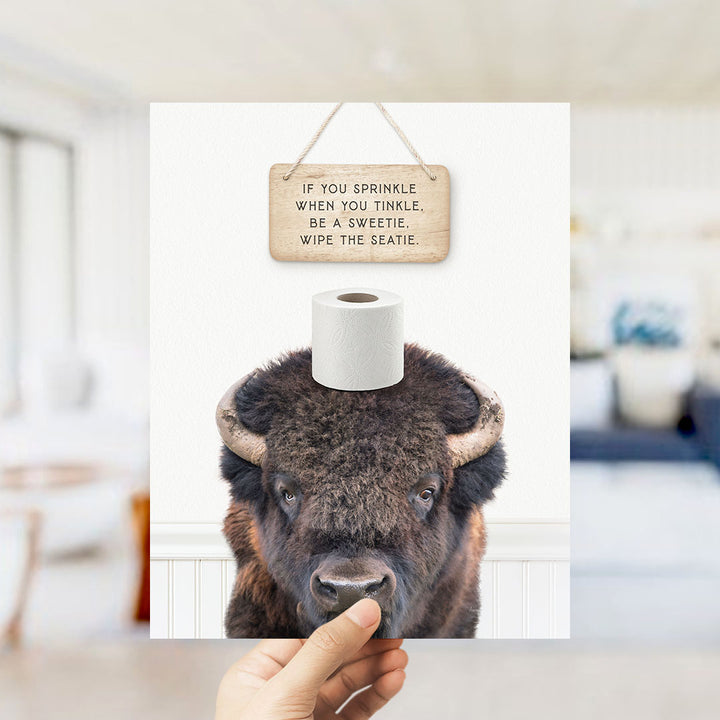 Bison "If you sprinkle when you tinkle..." - Bathroom Cottage White