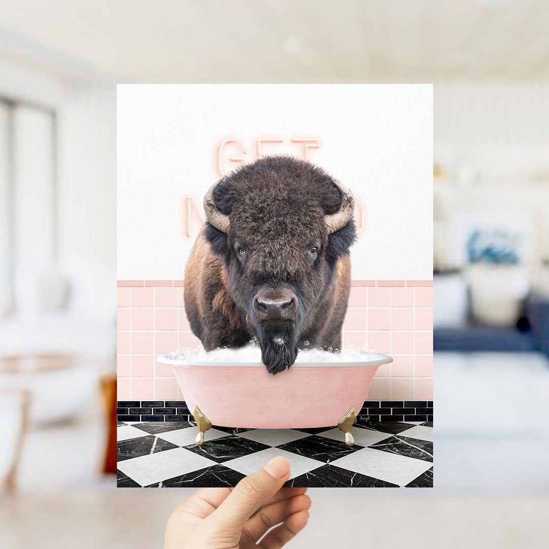 Bison in Pink Get Naked Bath