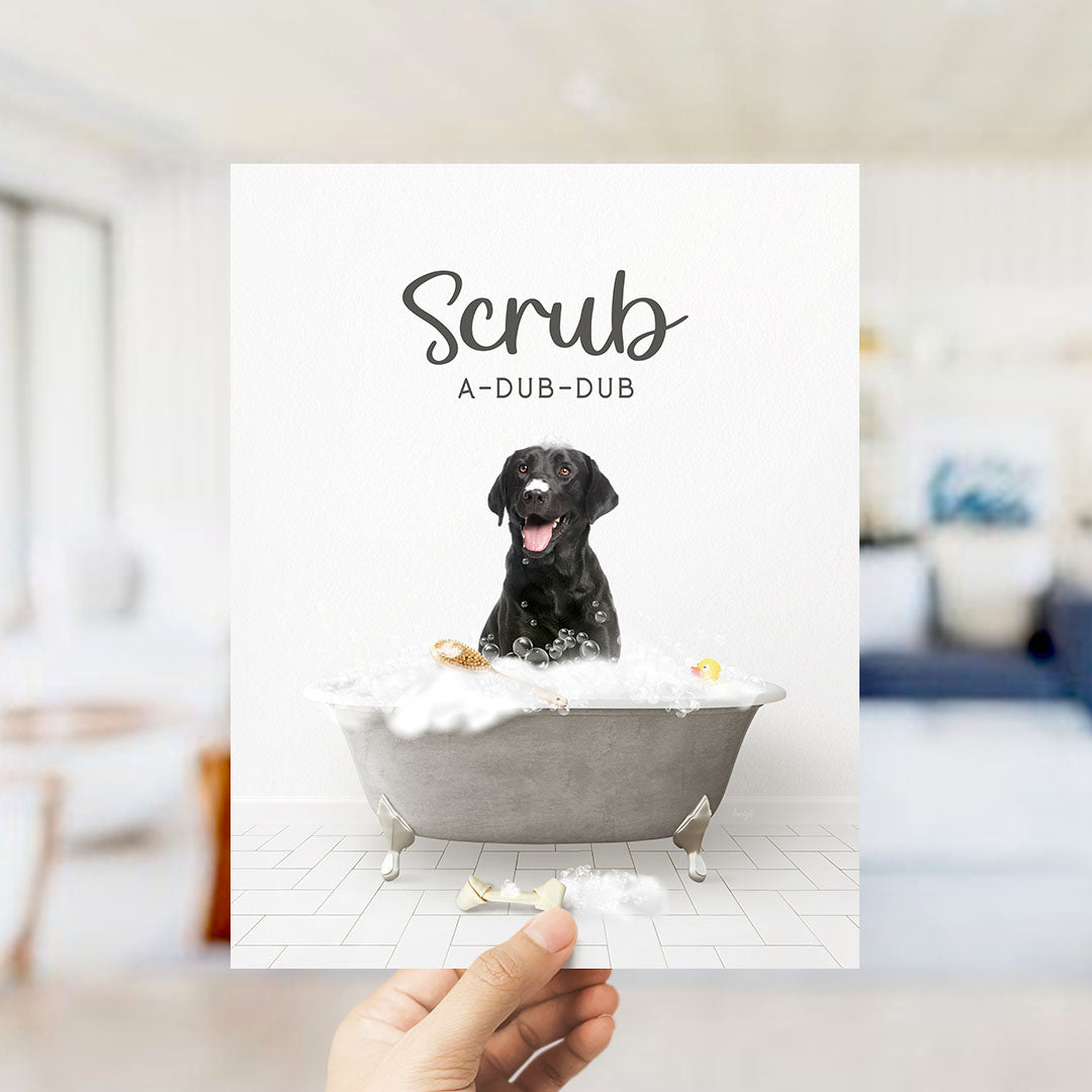 Black Lab Scrub A-Dub-Dub in Simple Gray Bath