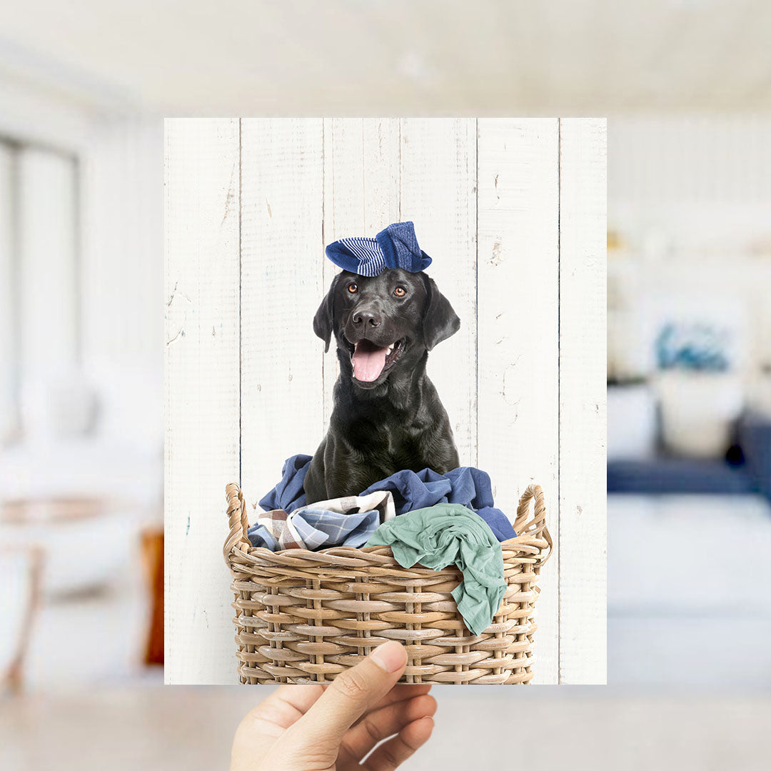 Black Lab in Laundry Basket - Farmhouse Wall