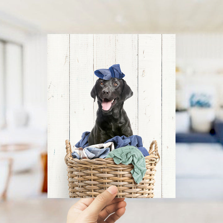 Black Lab in Laundry Basket - Farmhouse Wall