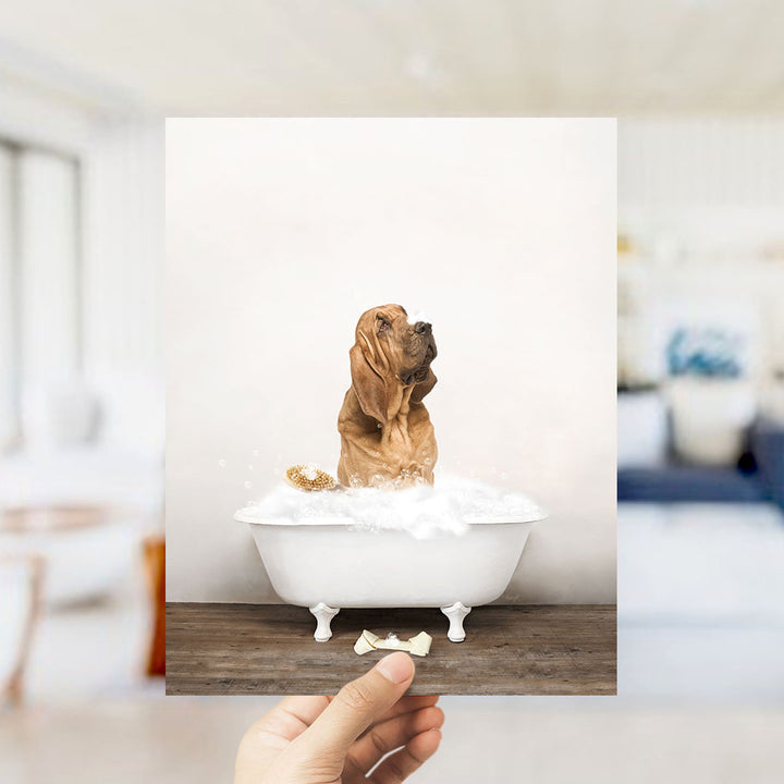 Bloodhound in Rustic Bath Style Lots of Foamy Bubbles