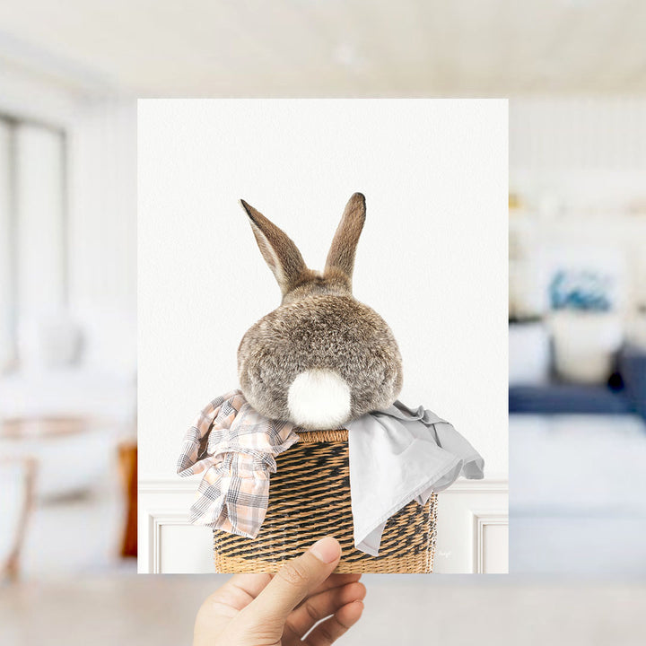 Bunnytail in Laundry Basket - Simple White Wall