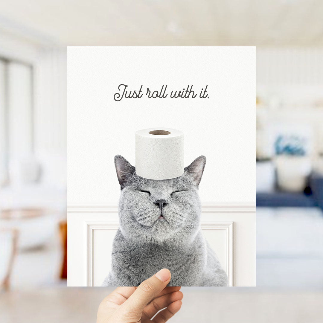 Cat "Just roll with it" - Bathroom Simple White