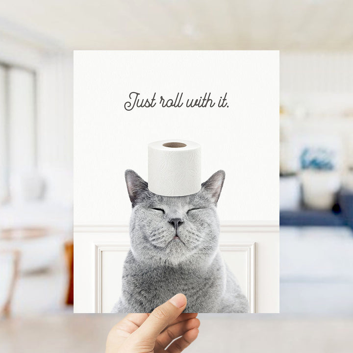 Cat "Just roll with it" - Bathroom Simple White