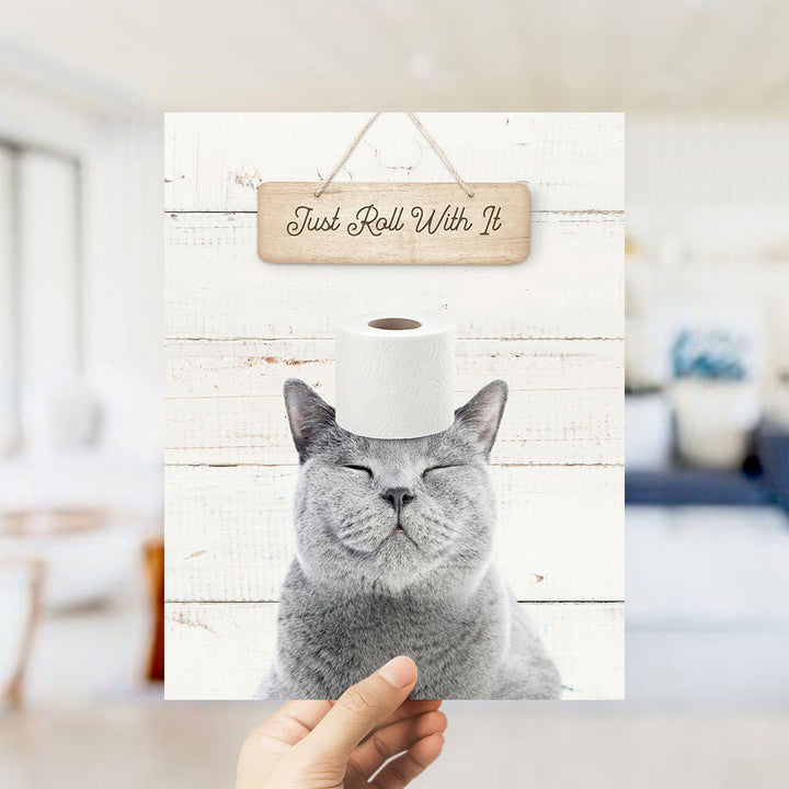Cat "Just roll with it" - Bathroom Shiplap