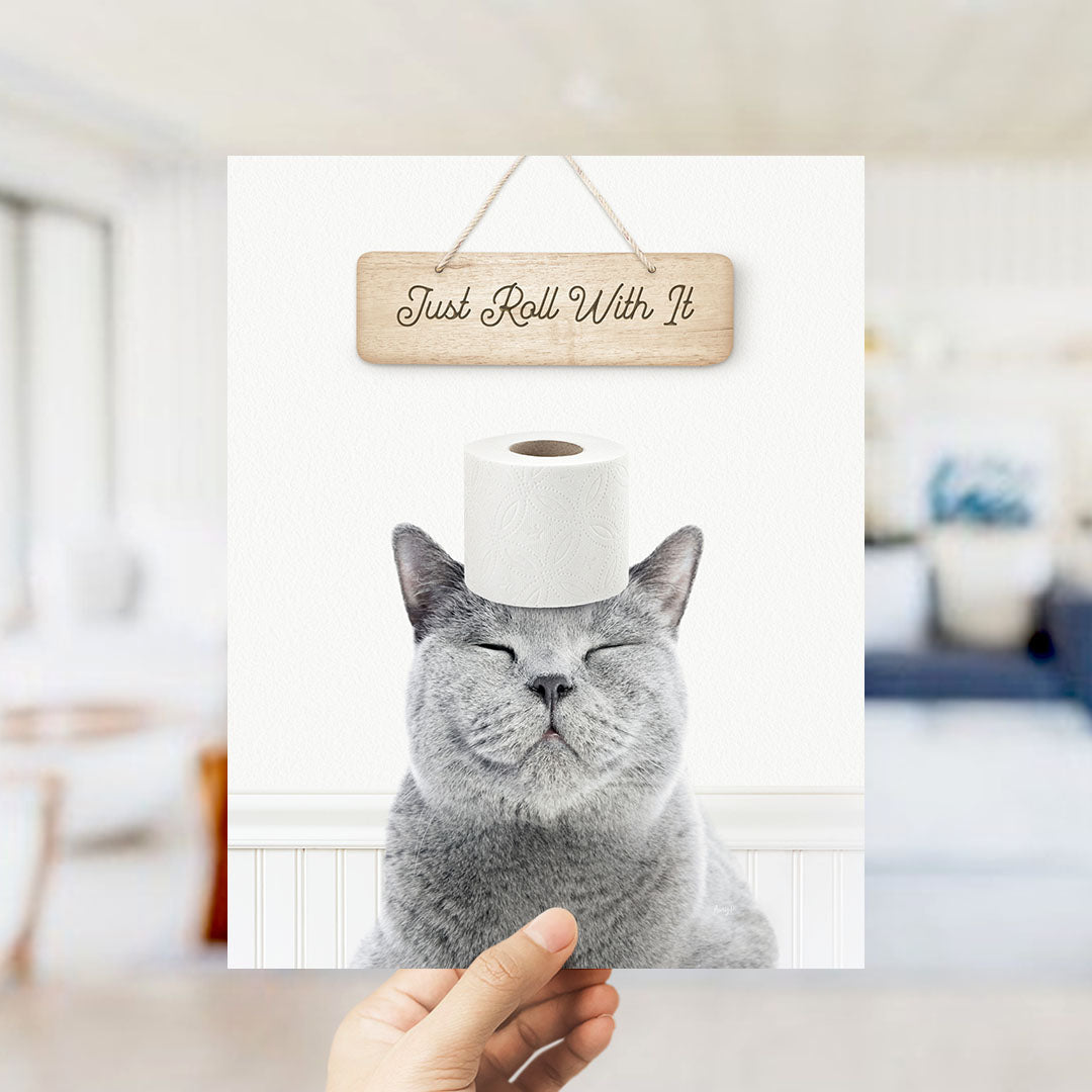 Cat "Just roll with it" - Bathroom Cottage White