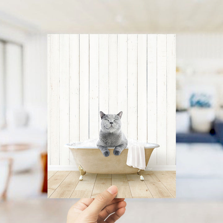 Cat in Farmhouse Bath