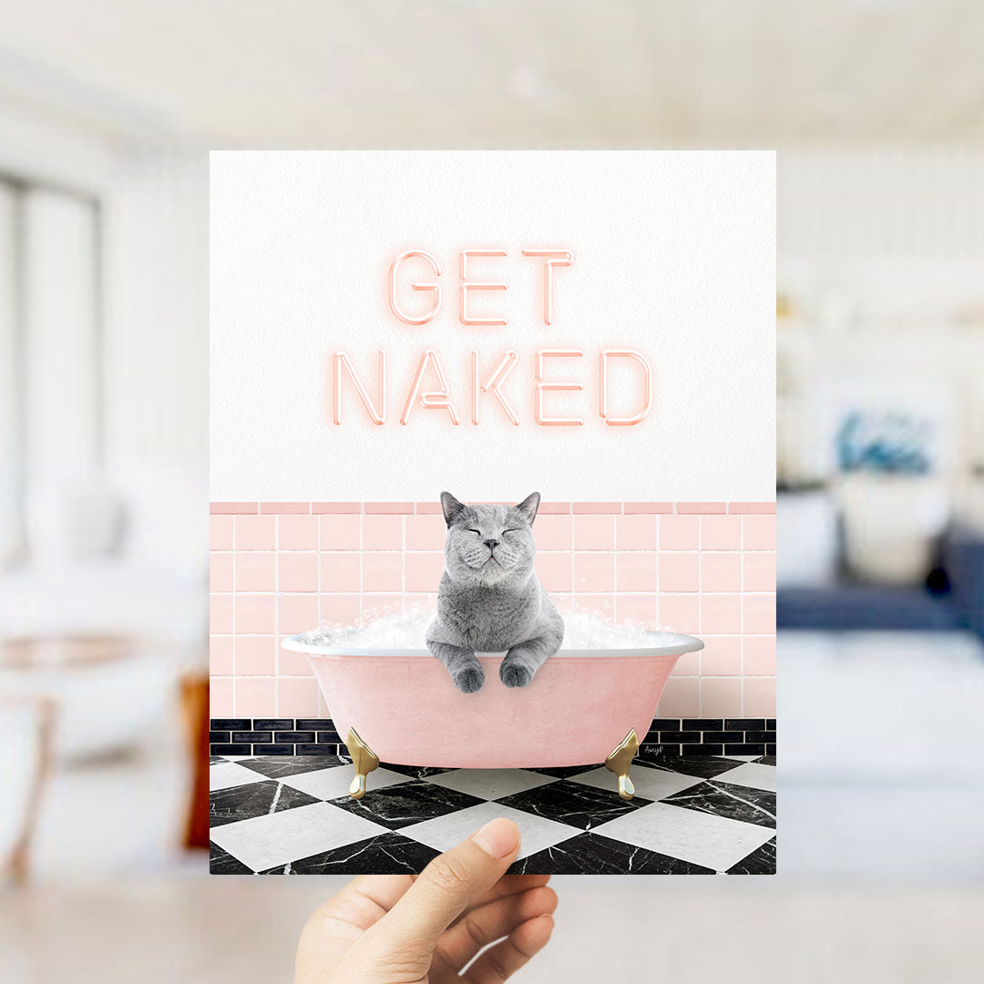 Cat in Pink Get Naked Bath