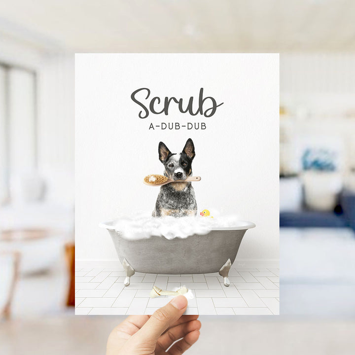Cattle Dog Scrub A-Dub-Dub in Simple Gray Bath