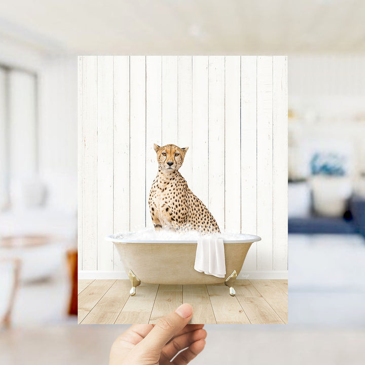 Cheetah in Farmhouse Bath