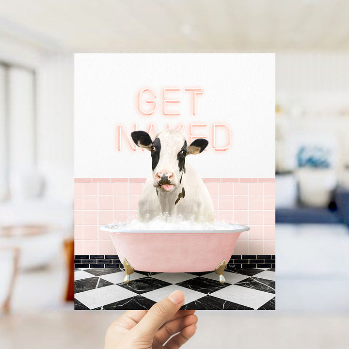 Holstein Cow in Retro Pink Bath