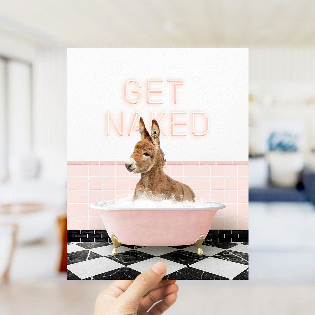 Baby Donkey in Pink Get Naked Bath