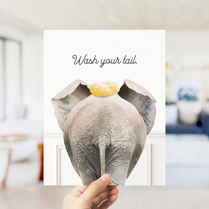Elephant "Wash yer tail" - Bathroom Simple White