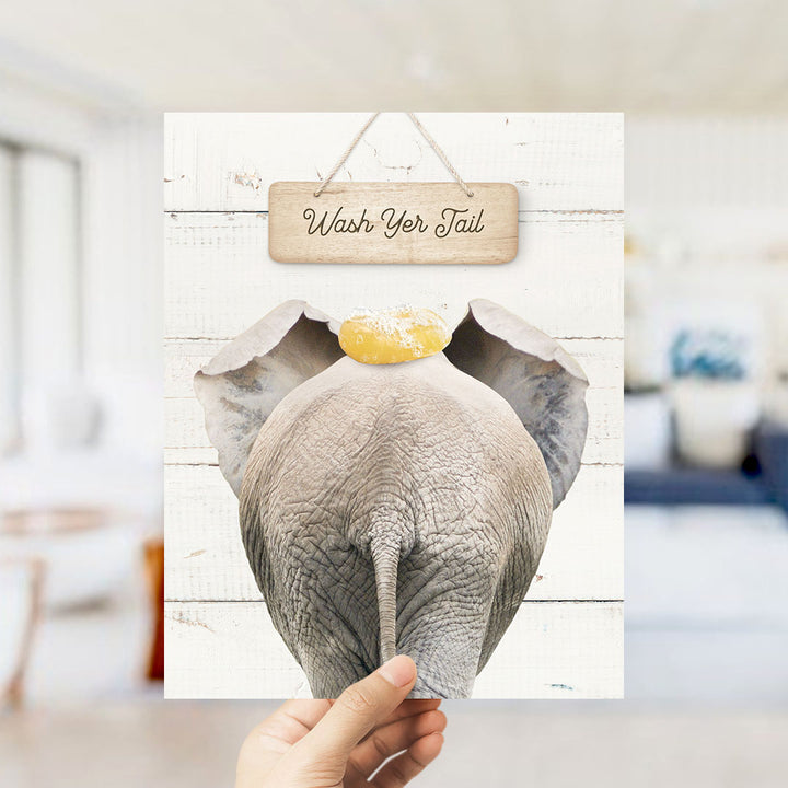 Elephant "Wash yer tail" - Bathroom Shiplap