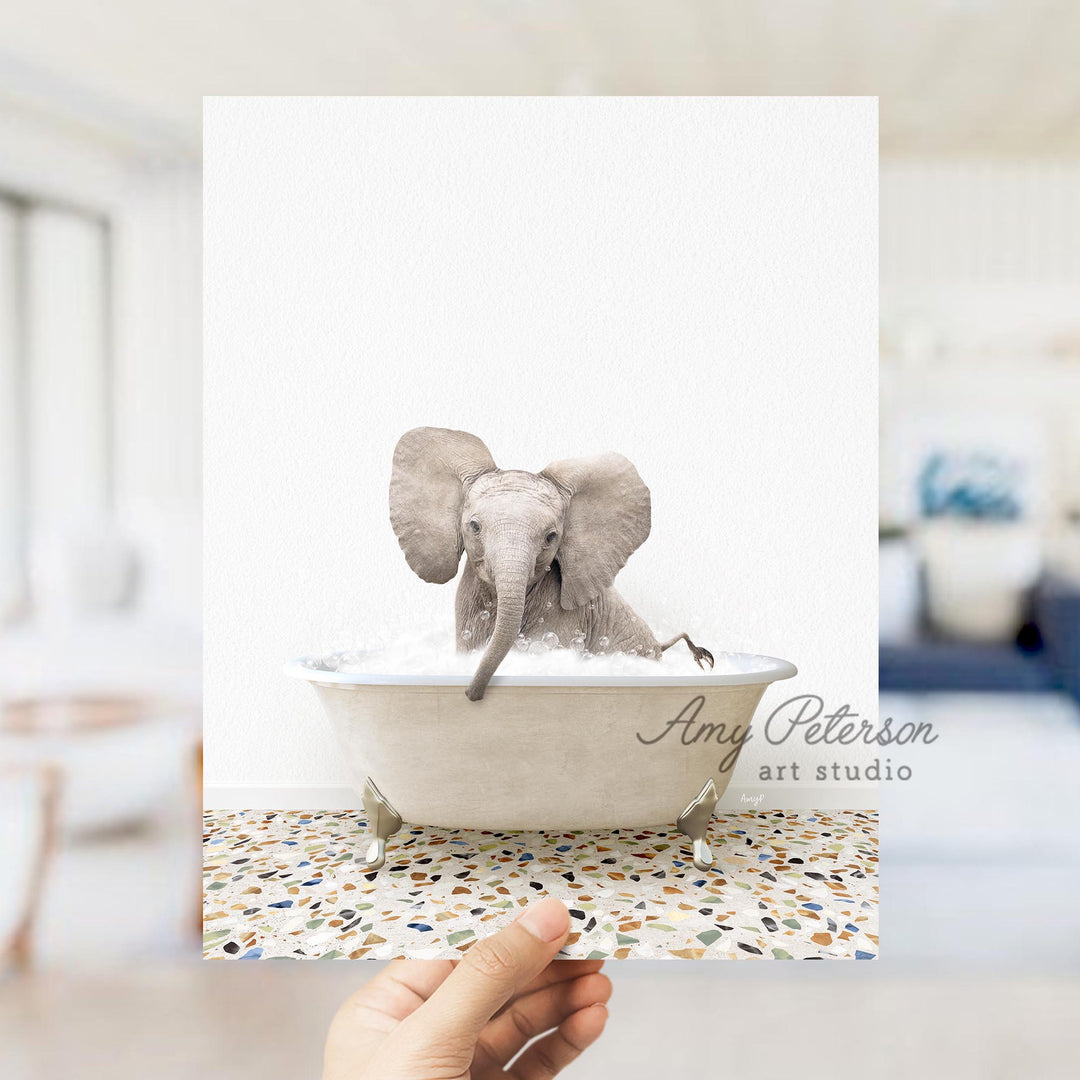 Baby Elephant No4 in Terrazzo Bath