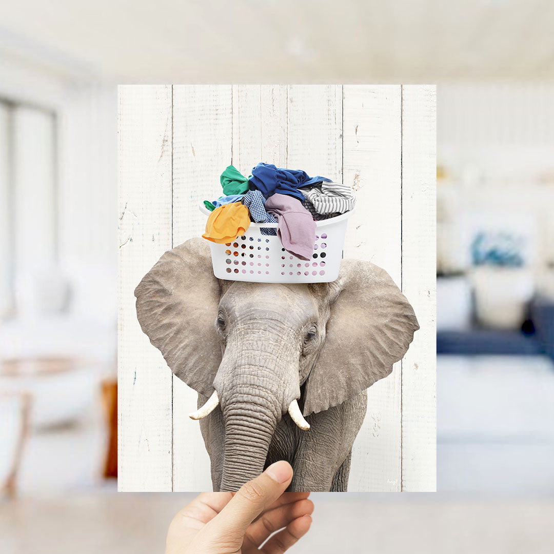 Elephant with Laundry Basket - Farmhouse Wall