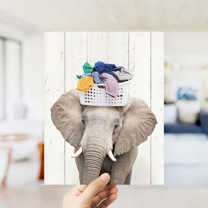 Elephant with Laundry Basket - Farmhouse Wall
