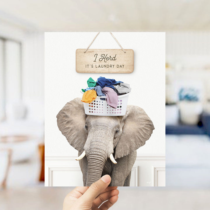 Elephant Baskethead "I Herd It's Laundry Day"