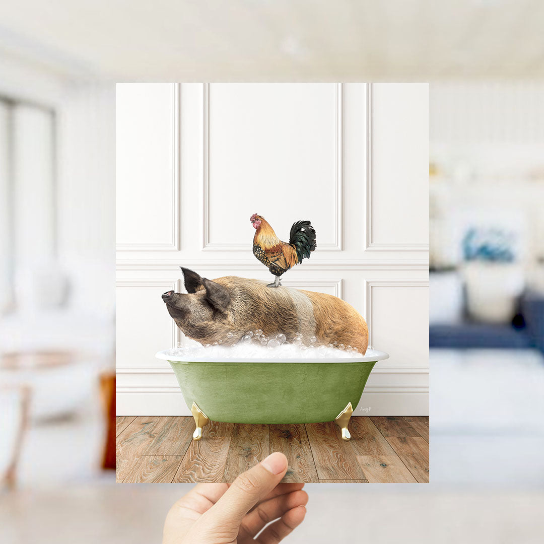 Hog and Rooster in Transitional Bath Style