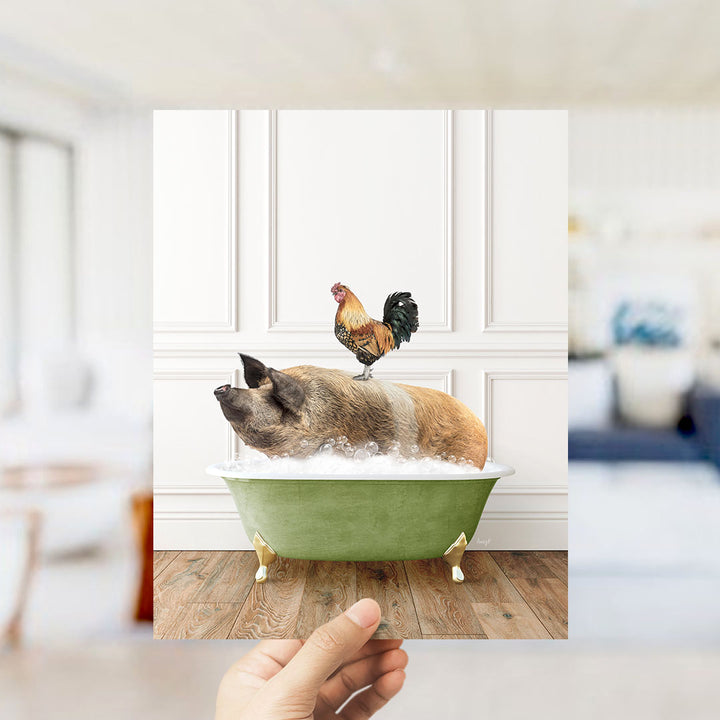 Hog and Rooster in Transitional Bath Style