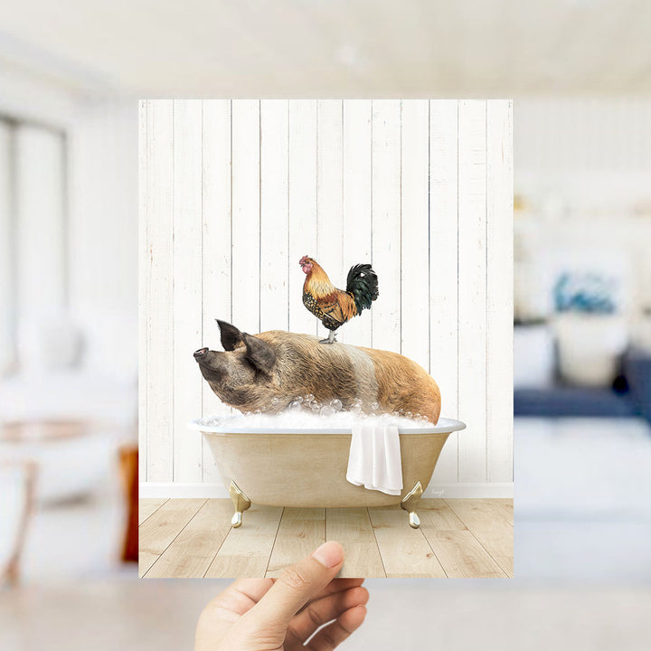 Hog and Rooster in Farmhouse Bath