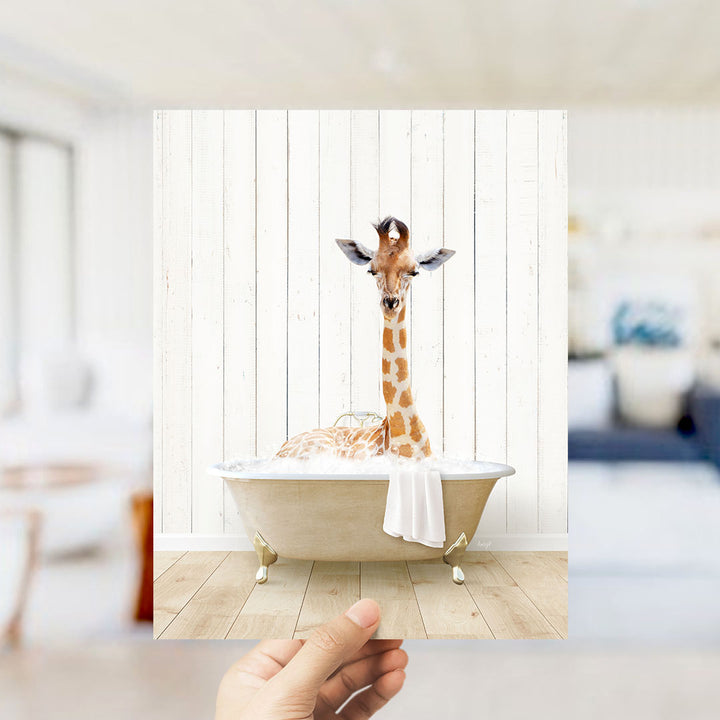 Giraffe in Farmhouse Bath