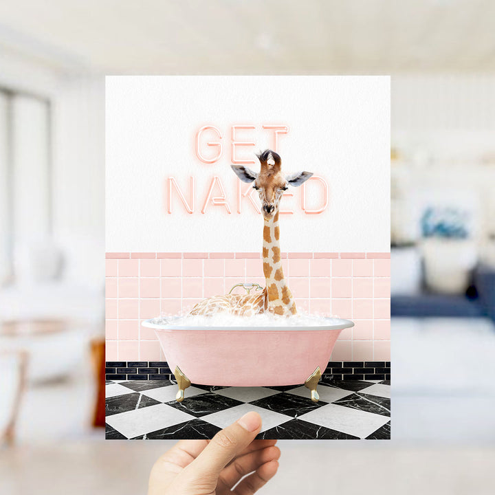 Giraffe in Pink Get Naked Bath