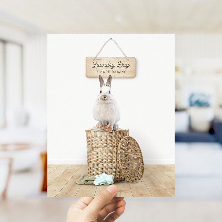 Snowshoe Hare on Laundry Basket - Scandi Floor