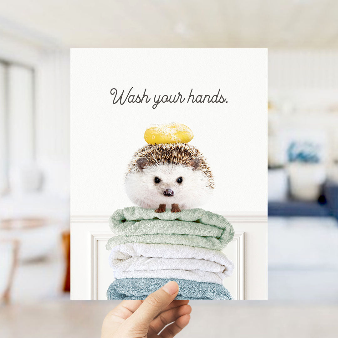Hedgehog "Wash yer hands" - Bathroom Simple White