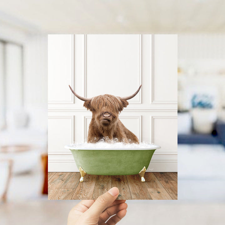 Highland Cow in Transitional Bath Style
