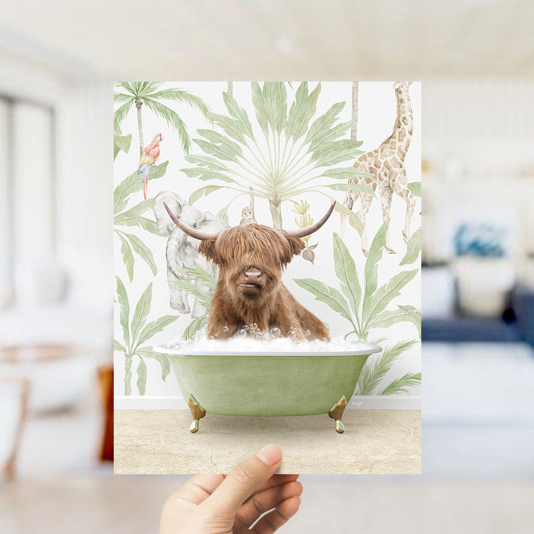 Highland Cow in Safari Bath