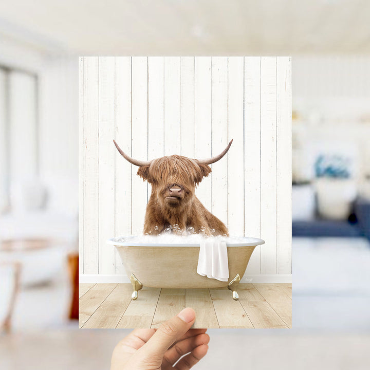Highland Cow in Farmhouse Bath