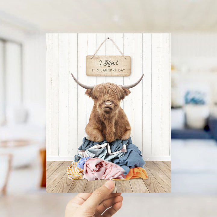 Highland Cow I Herd It's Laundry Day - Farmhouse Floor