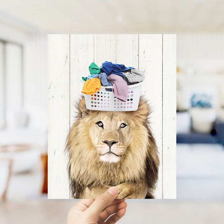 Lion With Laundry Basket On Head - Farmhouse Wall